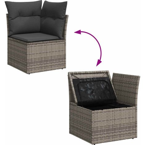 Maison Exclusive - Gartensofa-set mit Speicher 7 pcs Grau Poly-Ra