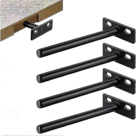 Supports d'étagère invisibles en métal (lot de 4) pour étagères flottantes robustes (1/5)