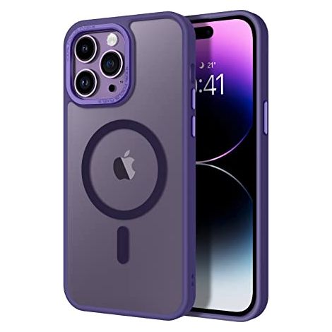 CUSTODIA IN SILICONE PER APPLE IPHONE 14 PRO VIOLA RETRO SEMI-TRASPARENTE MAGSAFE (1/5)