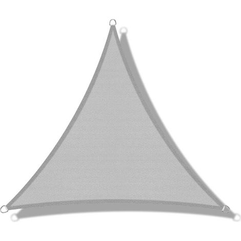 Voile d'ombrage (HDPE) Triangulaire 3 x 3 x 4.25m Gris Protection des Rayons UV pour Terrasse Camping Extérieur Jardin