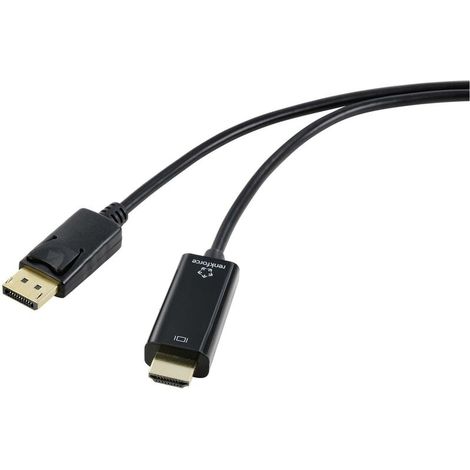 Trywise DisplayPort / HDMI Câble adaptateur Fiche mâle DisplayPort, Fiche mâle HDMI-A 5.00 m noir RF-5179192 Câble DisplayPort S603082 (1/4)