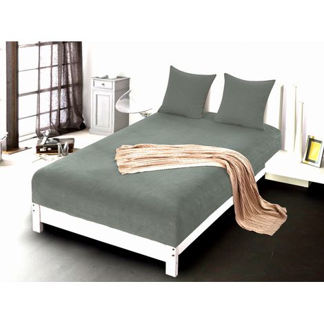 Drap-housse « BEAR » 220x200+28 gris foncé (1/4)