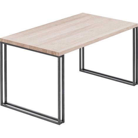 LAMO Manufaktur Esstisch Küchentisch, 140x60x76 cm (AxBxH), Frame, Roh / Rohstahl mit Klarlack, LNG-01-A-001-0000Fr