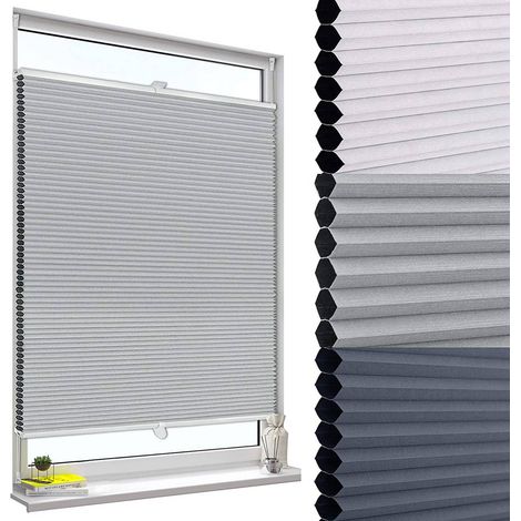WOLTU Tenda Plissettata a Nido d'Ape Tende Avvolgibili Oscurante al per Finestra Grigio 120x130 cm