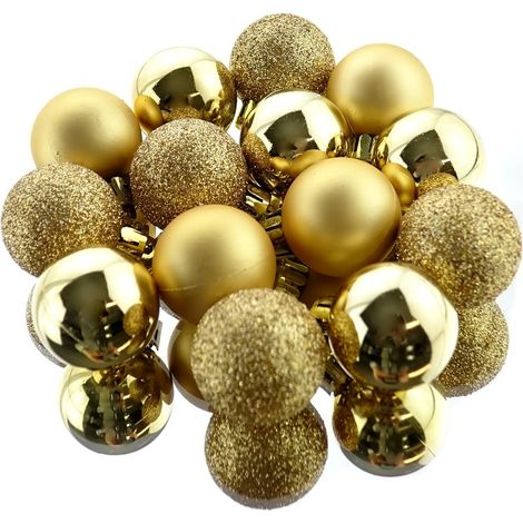 Weihnachtskugeln Goldfarben bruchfest  Ø 3 cm aus Kunststoff - 14er Set