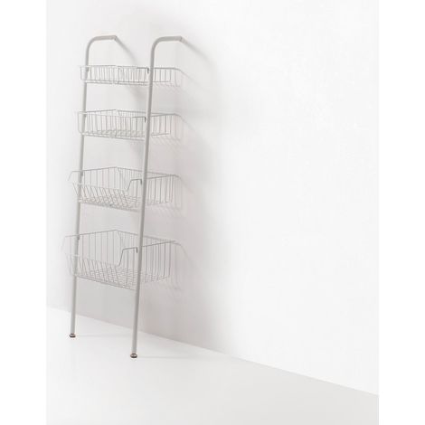 Scaffale da parete in metallo con 4 cestelli Kino - Bianco