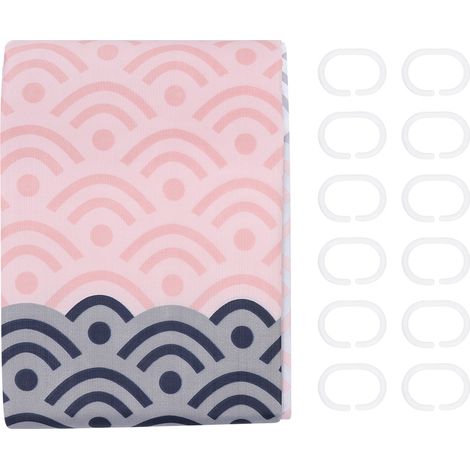 Rideau De Douche Polyester Imprimé Monde Marin Avec 12 Crochets Métalliques Pour Salle De Bain (1/5)