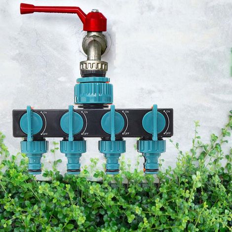 Répartiteur d'eau à 4 voies pour l'arrosage du jardin et l'entretien de la pelouse, compatible avec les robinets européens. (1/5)