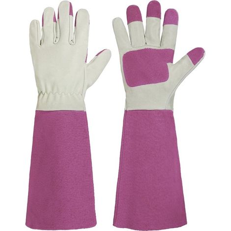 Gartenhandschuhe für Damen und Herren, dornenfeste lange Handschuhe, Schweinsleder - atmungsaktiv und strapazierfähig (L) (1/5)