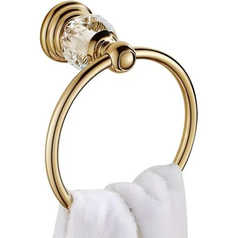 Handtuchring aus Kristall, Handtuchring fürs Badezimmer, Wandmontage (Gold) (1/4)