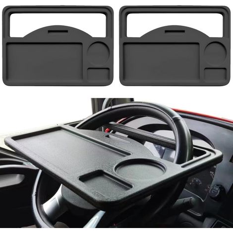 Table de plateau de voiture pour conducteur, bureau au volant, plateaux de voiture pour manger, accessoires de camion pour hommes, plateau de repas de voiture pour voyage en voiture, paquet de 2 (1/2)