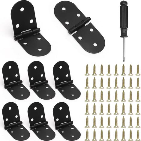 Charnière Invisible Noire 8 Pièces avec Vis et Tournevis – Charnière 180 Degrés Rabattable pour Meuble, Table, Porte, Cuisine, Camping-car – Montage Facile et Silencieux (1/5)