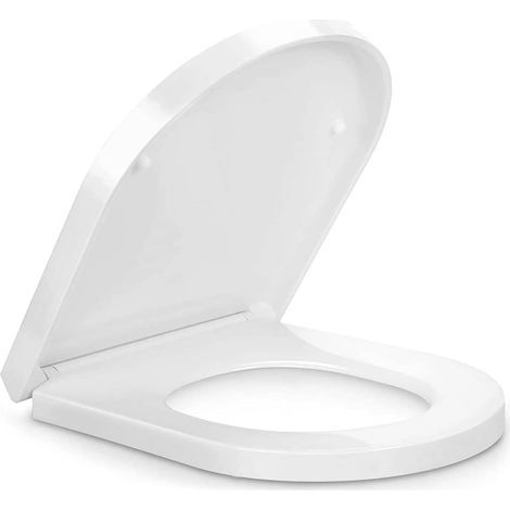 U-förmiger WC-Sitz – Absenkautomatik – Außenmaße: 45,5 x 35,8 cm, Innenmaße: 29 x 22,5 cm, weiß, 1 Stück (1/5)