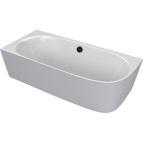 SUSSI L Baignoire d'angle sur pied en fonte de marbre 160x70x50cm, blanc/gris mat (1/2)