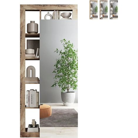 Moderne Garderobe-Garderobenschrank mit Spiegeltür und Kleiderstange für deinen Eingangsbereich - Mitral - Natur (1/5)