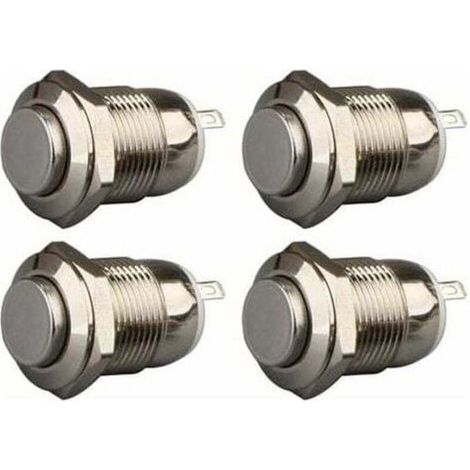 4pcs 12mm 3A 12V/24V/125V/250V AC Self-Locking Push Button Switch Waterproof Stainless Steel On/Off Push Button Switch (Head Up) (1/5)