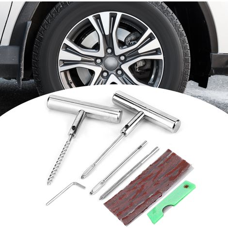Kit de diagnostic et de réparation de pneus 7 pièces pour pneus tubeless, comprenant des outils pour réparer les crevaisons de pneus de voiture et de moto. (1/5)