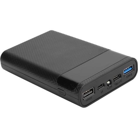 Boîtier de batterie portable ABS 4 x 18650 à charge rapide, démontable et démontable à volonté, sans soudure, noir (1/5)
