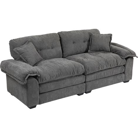 Canapé profond 2 places en chenille de 213 cm avec coussins double couche (mousse à mémoire de forme + ressorts ensachés) – canapé confortable pour petits salons, appartements et bureaux