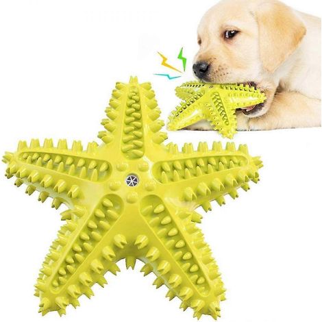 Jouet à mâcher interactif en forme d'étoile de mer pour chien, jouet de dentition et de nettoyage avec brosse à dents, jouet interactif en forme d'étoile de mer pour chiots de petite, moyenne et grand (1/5)