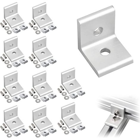 10 Pièces équerre de Fixation Metal, équerre de Fixation(30 x 30 x 27mm), Acier Inoxydable équerre étagère Angle 90 Degrés Equerre, Equerre Metal pour Aluminium (30 x 30 x 27mm) (1/5)