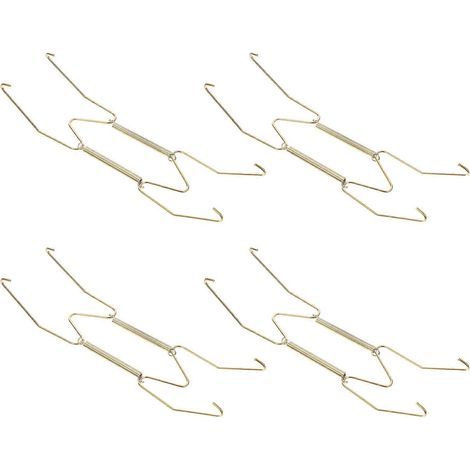 Lot de 4 supports muraux à ressort pour assiettes, en métal avec revêtement doré, porte-assiettes décoratif avec crochets, 20 cm (8 pouces).-19.00X4.60X0.20CM (1/3)
