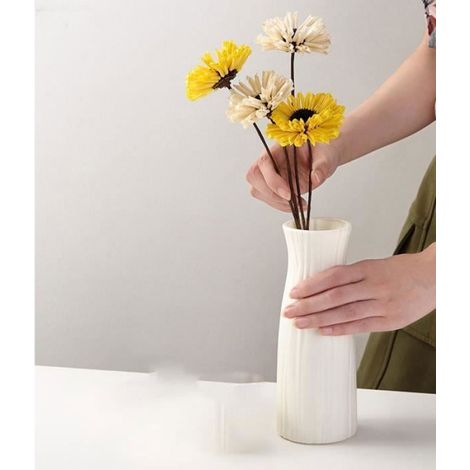 Vase à fleurs - - Modèle A - Incassable - Style nordique - Plastique PE blanc (1/4)