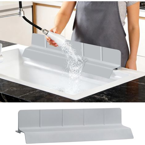 Anti-Éclaboussures Évier en Silicone Large avec Ventouses Puissantes, Dosseret pour Robinet, Tapis Protege Comptoir, Déflecteur d’Eau pour Cuisine et Salle de Bain (Gris Clair, 58×10×9cm) (1/5)