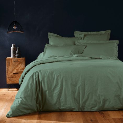 Housse de couette 2 personnes 240 x 220 cm – Coton uni 57 fils – LINA – Cèdre