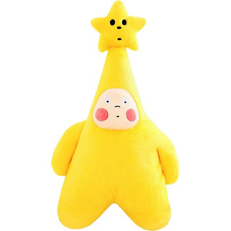 Peluche Oreiller Étoile Jaune 62cm Douce Peau Amicale Expression Mignonne Coussin Décoratif Lit Canapé Voiture (1/5)