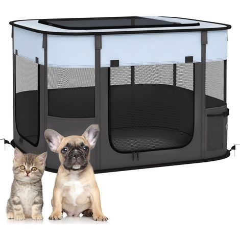Parc pliable pour chiots et chatons avec sac de rangement, pour une utilisation intérieure et extérieure, gris (1/5)