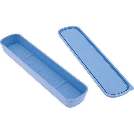 1 x Tragbarer Besteckkasten, Reisegeschirr, Aufbewahrungsbox, Besteckkoffer, Besteckaufbewahrungsbox (Blau) (1/5)