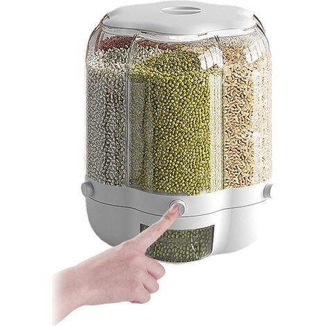 Boîte de Rangement Alimentaire 9L avec 6 Cases Tournantes - Récipient Hermétique pour Céréales, Riz et Grains - Grande Capacité pour Cuisine (1/5)