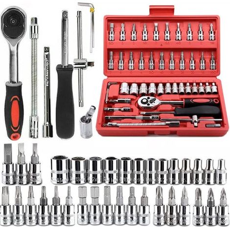 Set di chiavi a bussola - Set di 46 chiavi a bussola multifunzione a innesto rapido, set completo di attrezzi per la manutenzione del vapore. (1/2)