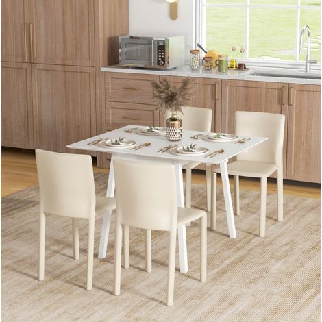 MEUBLIV Klappbarer Esstisch 110 x 86 x 75 cm weiß – platzsparend für 2 bis 4 Personen (1/5)