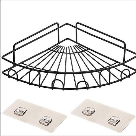 Étagère d'angle de douche avec crochets adhésifs sans trace, organisateur de douche mural sans perçage pour cuisine, toilettes et salle de bain. (1/5)