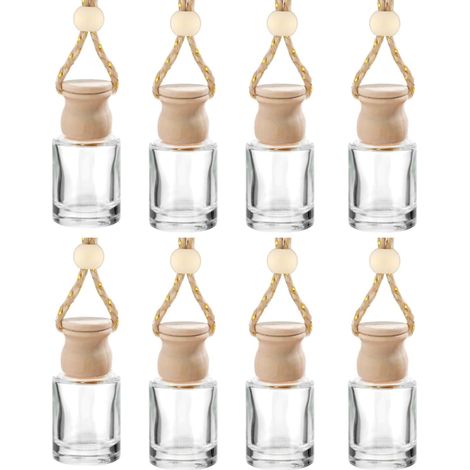 8pcs Auto Deodorant Bottle Empty Refillable Hanging Aromatherapy Diffuser Perfume Oil Transparent Pendant Perfume Auto Ornaments 10ml (1/5)