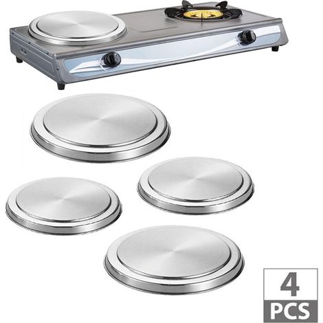 Lot de 4 housses de protection pour cuisinière en argent, housses de protection pour cuisinière électrique, ustensiles de cuisine en acier inoxydable (1/5)