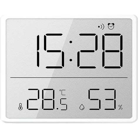 Digitale Wanduhr mit großem Display – EINNENFFER – Zeigt Uhrzeit, Datum, Temperatur und Luftfeuchtigkeit an, ideal für Zuhause und Büro, batteriebetrieben
