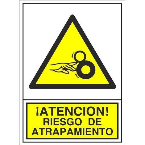 señal 398 adhesiva 148x105 ''r.atrap.'' peligro riesgo de atrapamiento (mano)