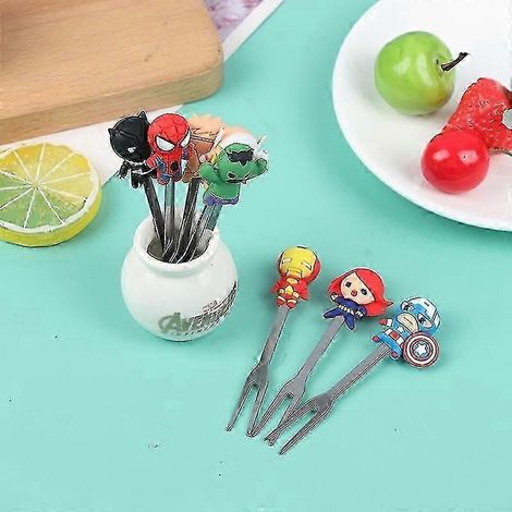 8-teiliges Mini-Helden-Obstgabeln-Set aus Edelstahl mit Cartoon-Motiven für Kinder – süße Partygabeln-8 PCS-Multicolor (1/5)