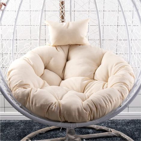 New Swing Chairs Cushions Soft Hanging Basket Seat Chair Pads With Pillow Hanging Egg Chair Cushion Only 15cm Thick Indoor Outdoor Patio Yard Garden Back Cushion ( Color : Beige , Size : Diameter: 105 (1/5)