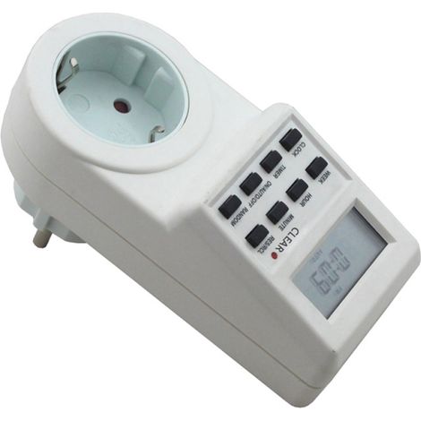Prise programmable multifonction avec minuterie, horloge et fonction heure d'été (1/5)