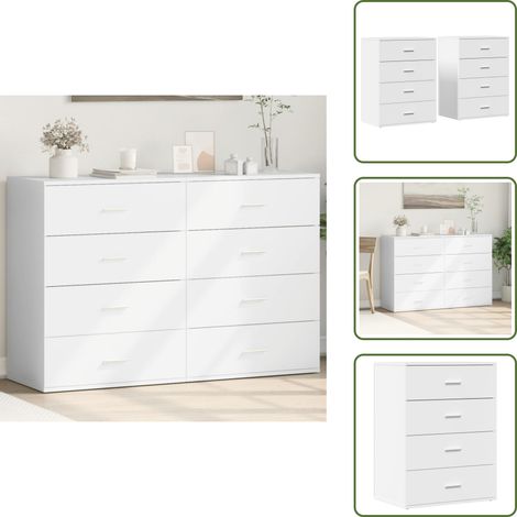 Buffet mural - vidaXL Buffets 2 pcs blanc 60x39x80 cm bois d’ingénierie - Buffet blanc (1/5)