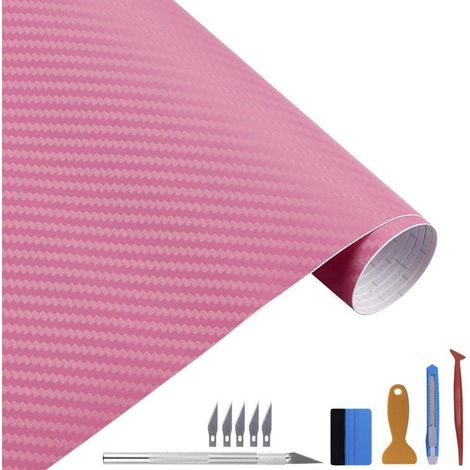 3D Carbonfolie Rosa 100x300cm blasenfrei mit Werkzeug (1/5)