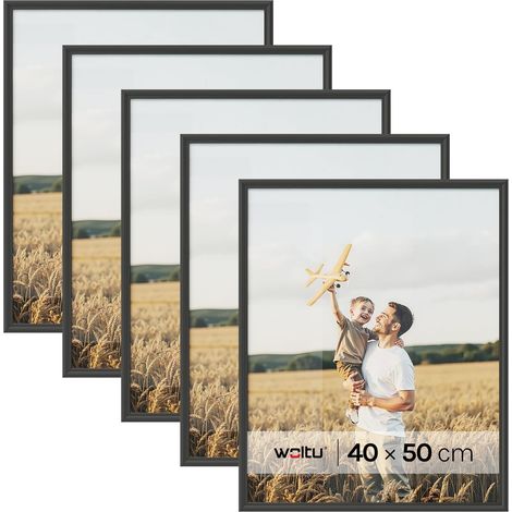 WOLTU Marcos de Fotos Originales de Madera Juego de 5 Marcos para Fotos Mesa Pared Marcos Moderno de Estilo 40x50 cm Marcos Vintage para Gift Regalo Cumpleaños Fiestas Negro (1/5)
