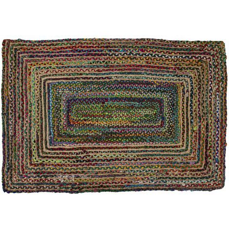 Tapis 180x120 cm en jute et coton multicolore
