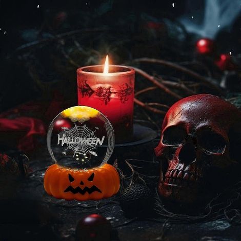 Boule de cristal d'Halloween 2025, diamètre 6 cm, veilleuse lumineuse colorée, décoration intérieure, lumière d'ambiance, boule de cristal originale (1/5)