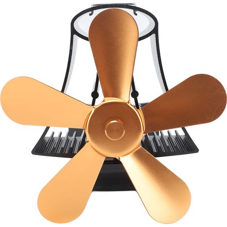 Ventilateur magnétique mural pour cheminée, fonctionnement silencieux, 5 pales, avec récupération de chaleur, pour poêles à bois, couleur or (1/5)