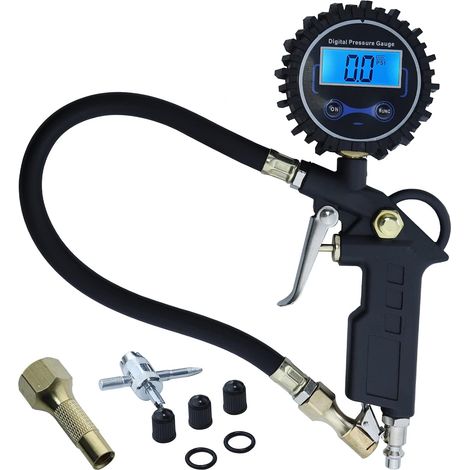 Manomètre numérique de pression des pneus avec gonfleur pour SUV et camion 250 PSI embout d'air et accessoires de compresseur, usage intensif avec coupleur à connexion rapide (1/5)